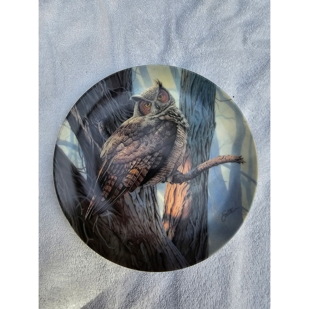 Edwin M Knowles Great Horned‎ Owl Collector Plate Daniel Smith 1988